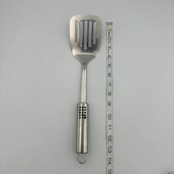 Inox‎ Edelstahl Rostfrei Stainless 18/8 Slotted Spatula Flipper Rubber Grip