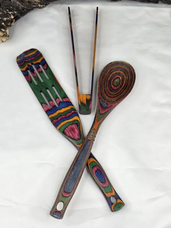 Island Bamboo Rainbow Pakkawood Utensil Set (3pc)