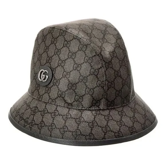 NEW Gucci GG Supreme Canvas Bucket Hat Grey Fedora Size M 58cm UNISEX Authentic