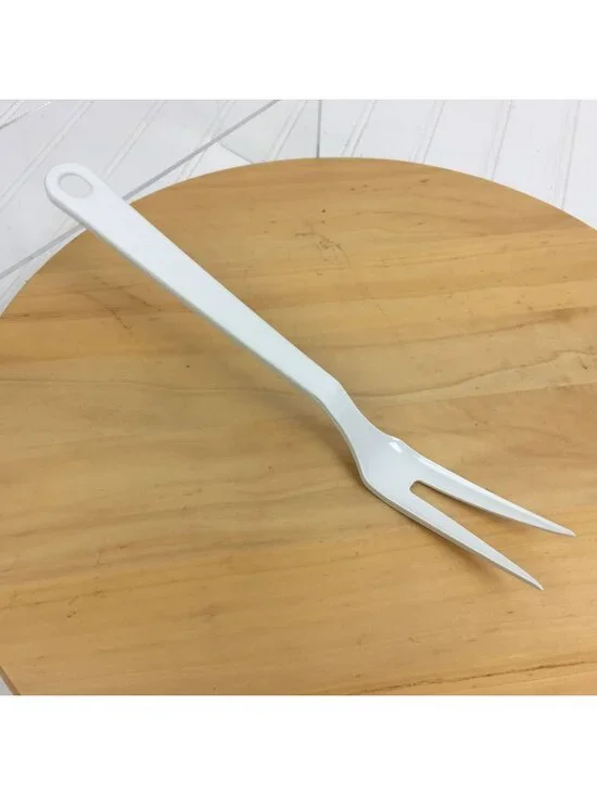 Vintage Tailor Made Products White Meat Fork Made USA Plastic Nylon