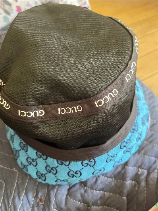 Gucci Brown and Turquoise GG Two-Tone Bucket Hat