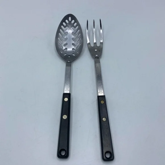 Vintage Ekco 3 Prong Tine Dinner Stainless Granny Fork Spatula Forge Utensils