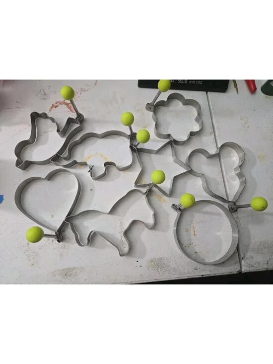 Lot Of 8 Egg and Pancake Molds With Handles Variety Of Shapes With Mickey Mouse