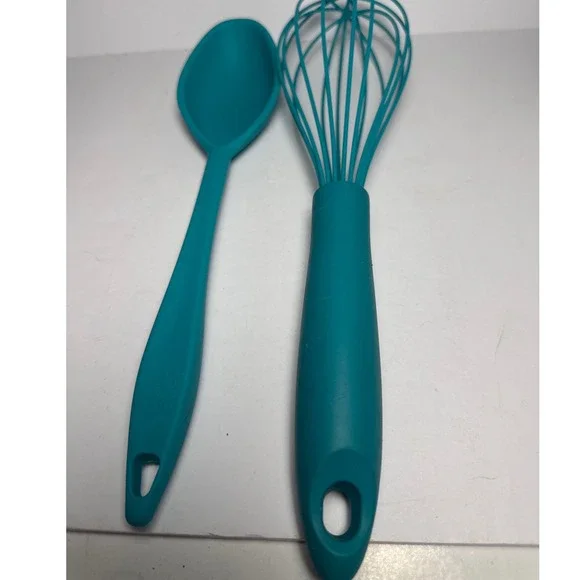 Core Kitchen Whisk and Spoon Set  Teal Blue Silicone Tools