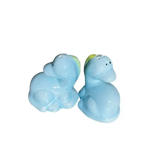 Blue Dinosaur Vintage Salt and Pepper Shakers