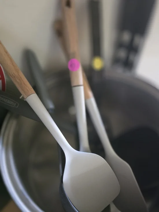 Wood Handle Silicone Spatula - White and Natural Wood