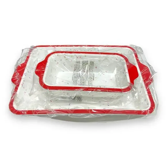 Cuisinart 2 Piece Silicone Bakeware Set‎ Red White Sprinkles Look  Cake Loaf NEW