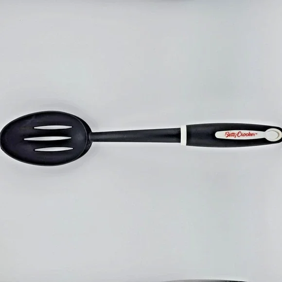 Betty Crocker Black & White  Plastic Slotted Spoon