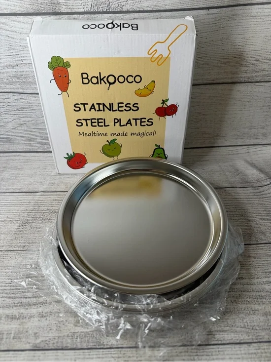 Stainless Steel Kids Plates 4 Packs, 8