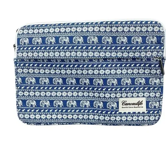 Canvas life Blue Elephant Print Laptop Sleeve 14