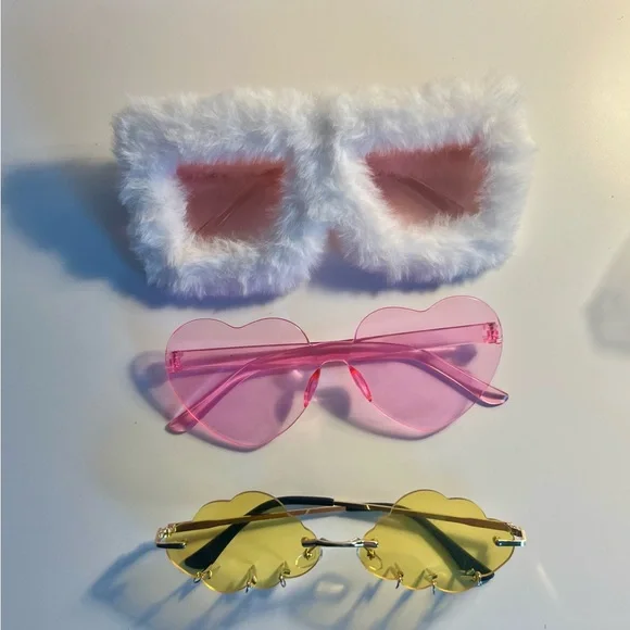 Trendy Sunglasses Set with Pink and Yellow Lenses