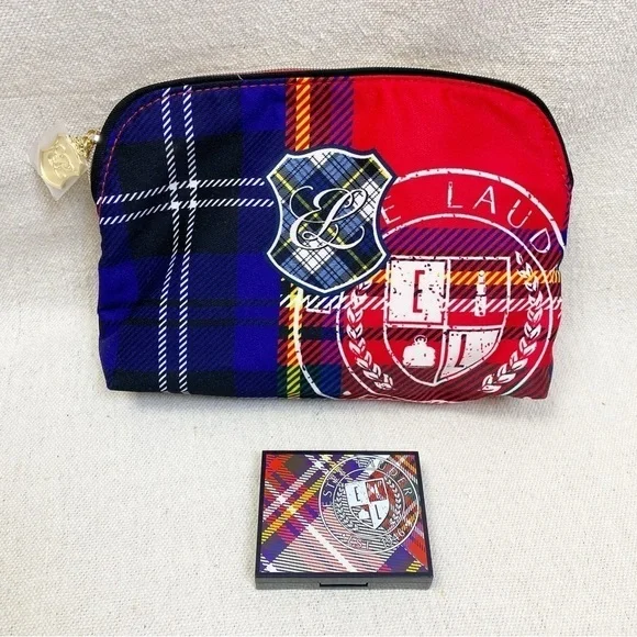 Estée Lauder Bronze Goddess Powder Bronzer 02 Medium w plaid cosmetic bag