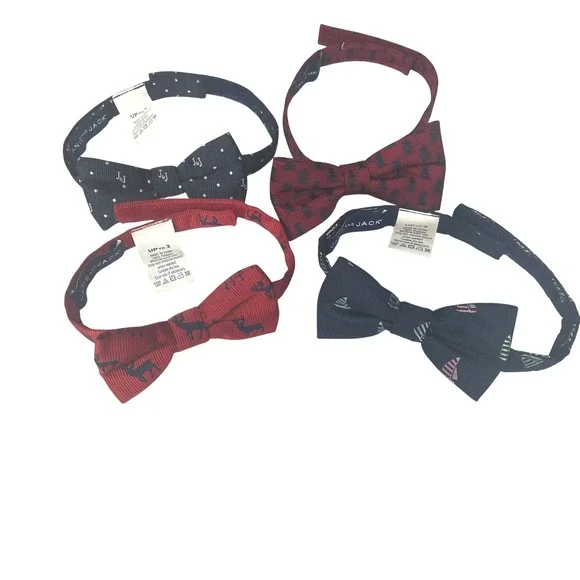 Janie and Jack Boy Bow Tie Lot of 4 Navy Red Reindeer Sailboat Polka Dot Up to 3