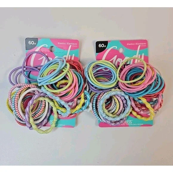 Goody Girls Ouchless Elastic Hair Ties 60 count Original Colors Pastels - 2 Pack