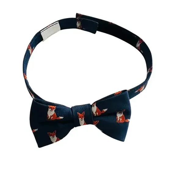 Janie and Jack fox print bow tie navy blue orange