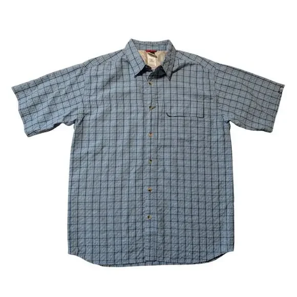 THE NORTH FACE men's Short sleeve, button down shirt, size Medium, Blue Plaid