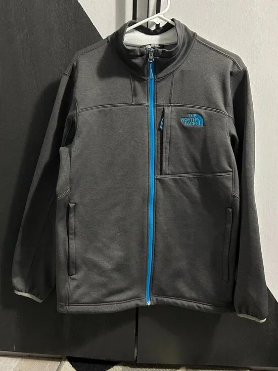 The North Face Gray Softshell Full Zip Sweatshirt Jacket Outdoor Men's Size M‎