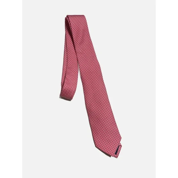 Vineyard Vines Silk Tie‎ Kids OS Pink Micro Grid Geometric Preppy Formal Dressy