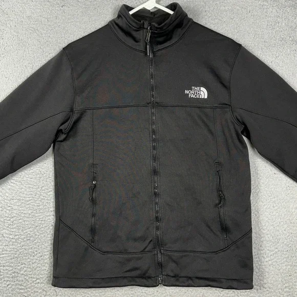 The North Face Jacket Mens Small Black Full Zip Softshell Mock Neck Long Sleeve