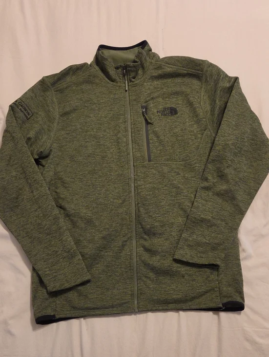 The North Face Olive Green Heather Zip-Up Fleece