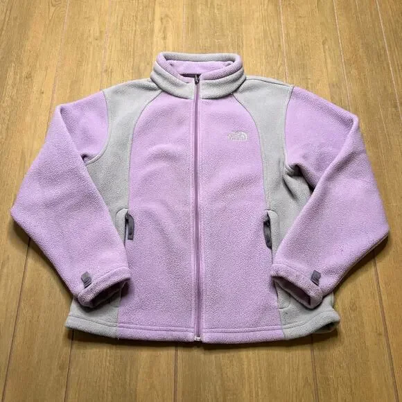 The North‎ Face Womens Sz Small Fleece Jacket Full Zip Purple Gray Y2K