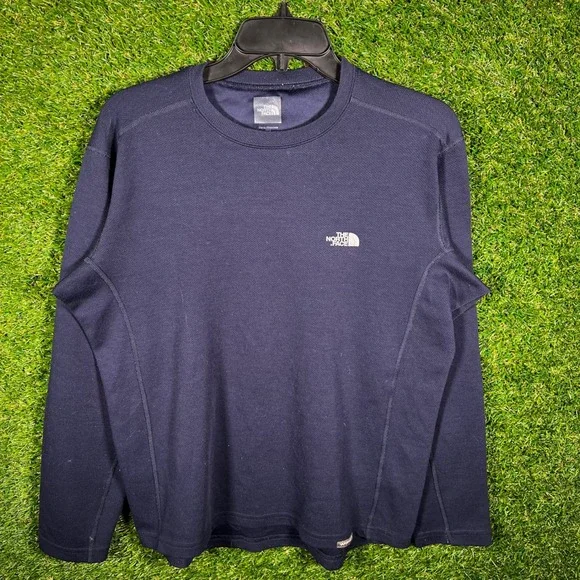 The North Face Mens Navy Blue Performance Long Sleeve Crewneck Shirt Size‎ M