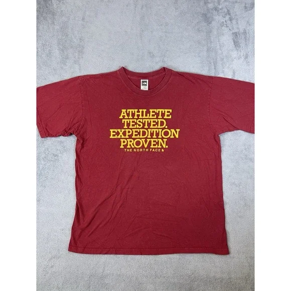 The North Face Shirt Mens XL Red Athlete Tested Expedition Proven‎ Spell Out