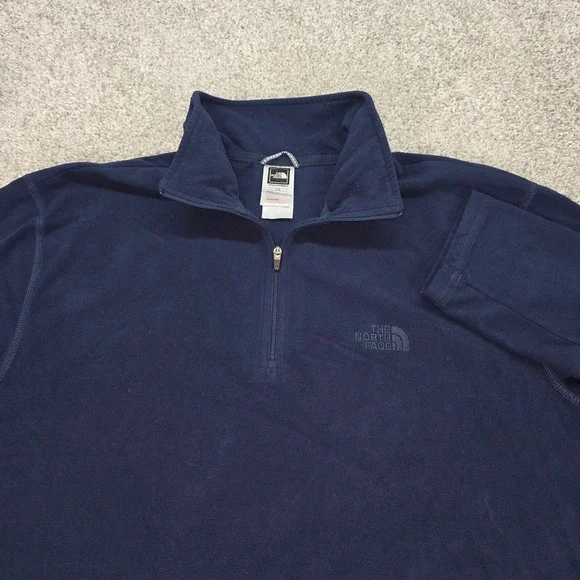 The North Face Mens TKA 100‎ Quarter Zip Fleece Pullover Navy Blue Large L/G