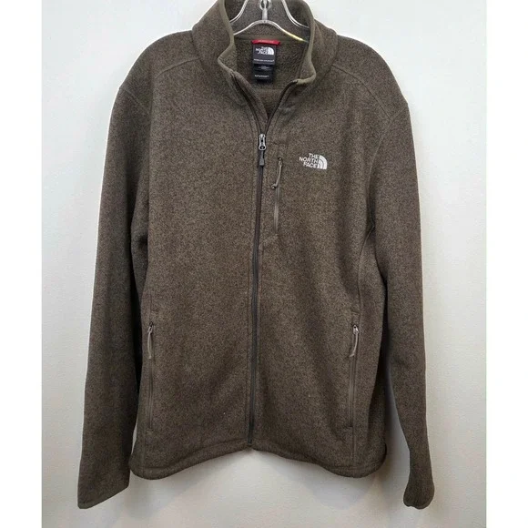 The North Face Full Zip Fleece Jacket Mens Brown Heather Size Large A7TL