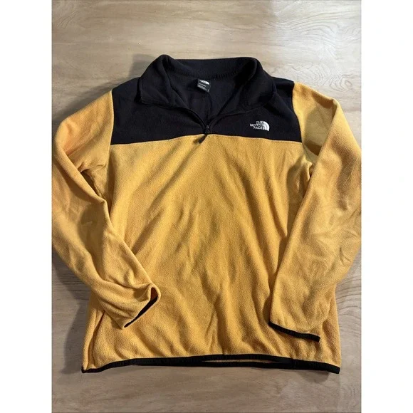 The North Face Fleece Quarter Zip Jacket Men's Size‎ Medium Black/Yellow