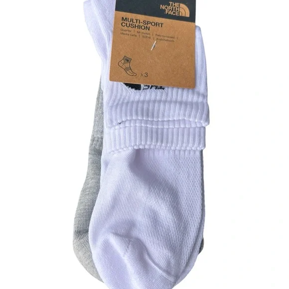 The North Face Men's Multi-Sport Cushion Socks - White & Gray (3 Pack)