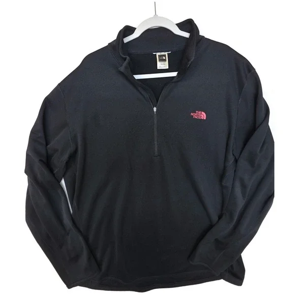 The North Face Pullover Mens 2XL Black Fleece 1/4 Zip Long Sleeve Hiking Outdoor