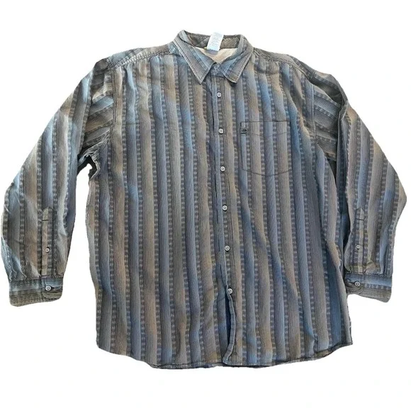 North Face Men's Sz XL Shirt A5 Series Button Long Sleeve Brown Blue Striped EUC