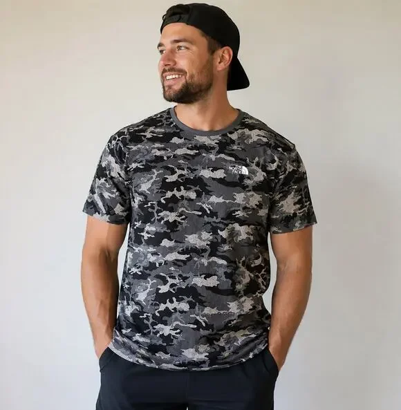 The North Face Simple Dome Grey Black Camouflage Print T-Shirt Men's Size XXL