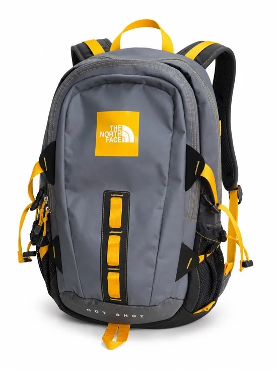 The North Face Hot Shot Backpack Grey Yellow Laptop Daypack T196