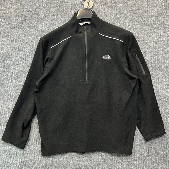 The North Face Fleece 1/4 Zip Sweatshirt Mens Black Running Pullover - Large