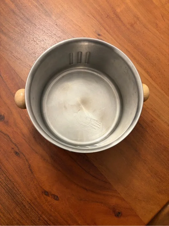 Stainless Steel Cookware Pot with Wooden Side Handles - Silver 6.5 inches