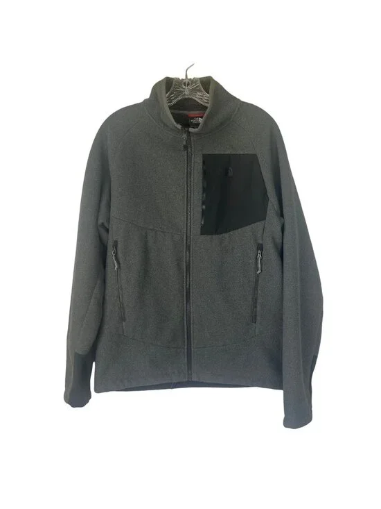 The North Face Fleece Jacket Mens Medium Gray Front Zip Fall