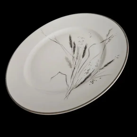 Rosenthal Aida Selb-Plossberg Salad Plates Set of 2 Gray Wheat Platinum Rim