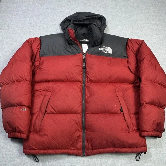 The North Face Puffer Jacket Mens Large Red Hooded‎ 700 Fill Down Insulated