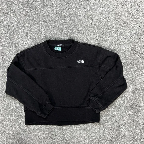 The North‎ Face Sweatshirt Youth Small Black Crewneck Fleece Pullover Logo
