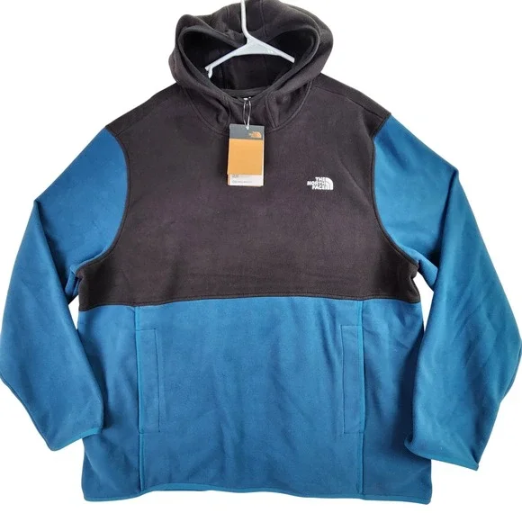 The North Face TKA Glacier Hoodie Men XXL Blue Black Gorpcore Outdoor‎ Fleece