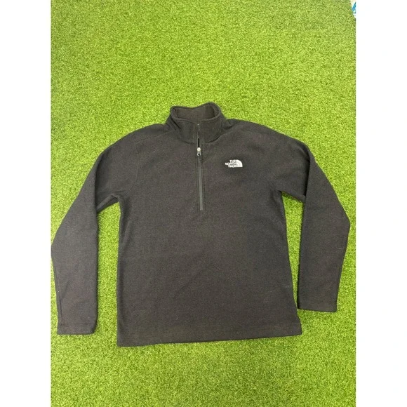 The North Face Mens Quarter Zip‎ Fleece Pullover Black Textured Size Medium