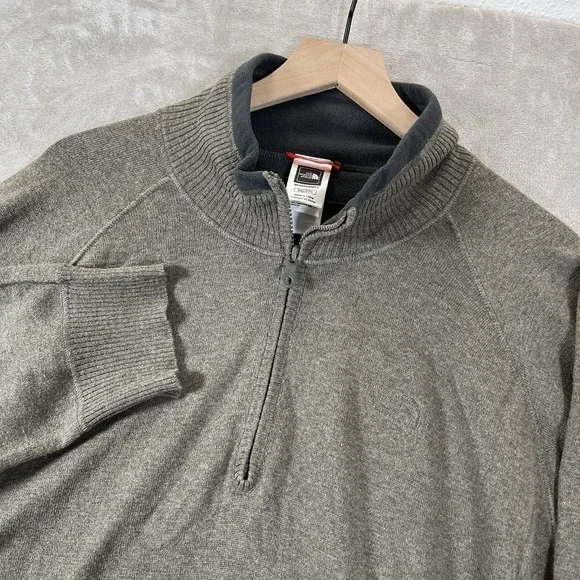 The North Face Cotton Wool blend 1/4 zip pullover sweater jacket Mens XXL