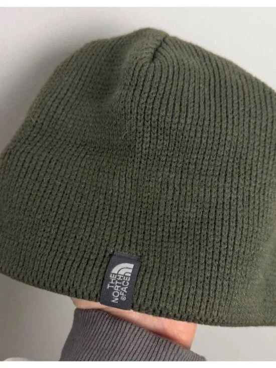 The North Face Bones Beanie Olive Green Fleece Lined Knit Hat One Size Winter