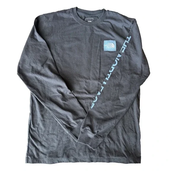 North Face Men's Black Long‎ Sleeve Logo Graphic Tee T-Shirt Size M