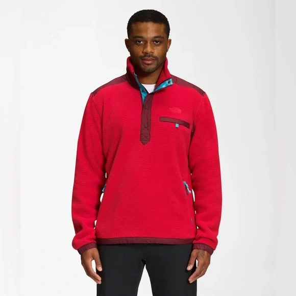 North Face Men’s Royal Arch Red Sherpa 1/4-Snap Fleece Pullover NWOT-size Large