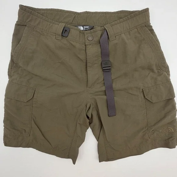 The North Face Mens Olive Green Nylon Cargo Hiking Shorts Size 34 Belted T338