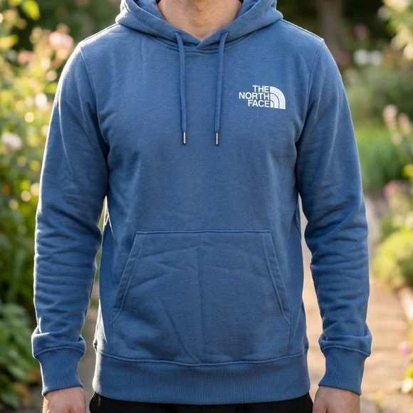 The‎ North Face Circular Design Hoodie Blue Never Stop Exploring Graphic Mens XS
