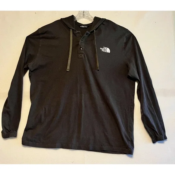 North Face Hooded Henley Long Sleeve Shirt Black XXL